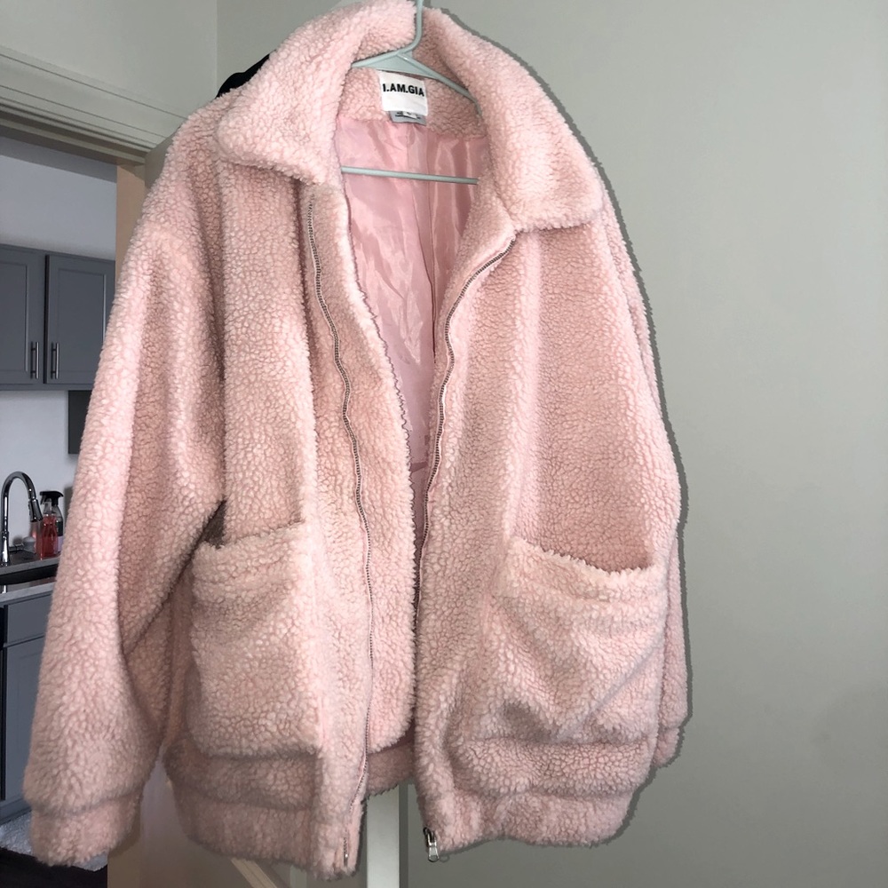 Cozy Fleece Teddy Bear Jacket Pink I.Am.Gia